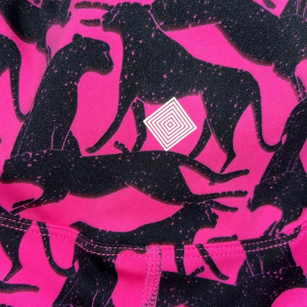 Rise by Lularoe pink and black with cheetah cats athletic pants - Picture 3 of 5